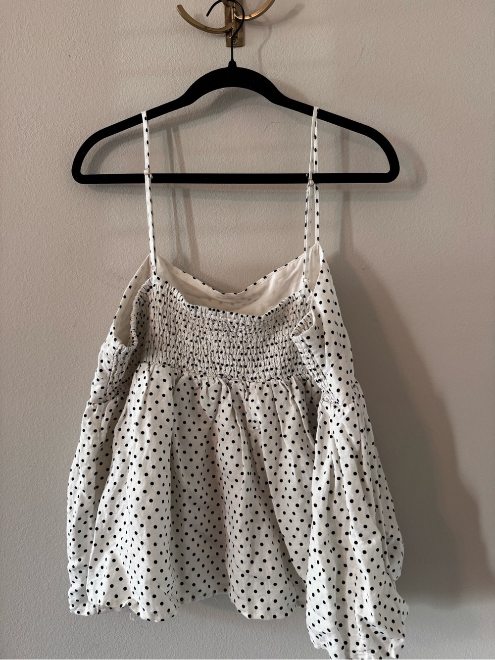 White Polka Dot Spaghetti-Strap Peplum Cami - Picture 2 of 3